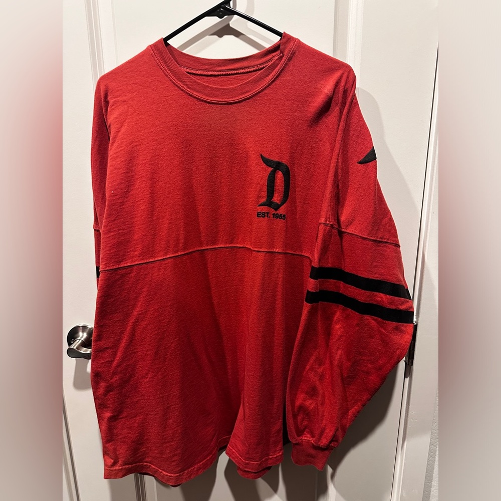 Disney Cranberry Jersey Top with Black Stripes